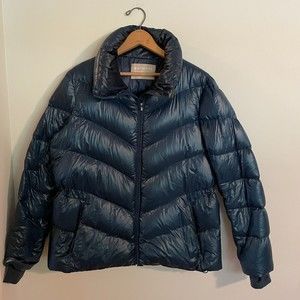 Athleta Lofty Down Jacket Small Goose Down Dark Vista Teal Blue